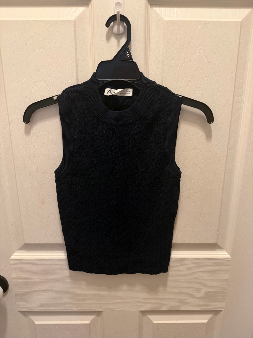 Zara Dark Navy Ribbed Sleeveless Knit Tank